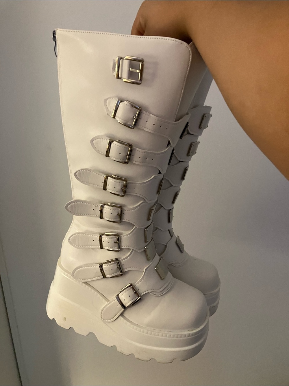 White platform boots
